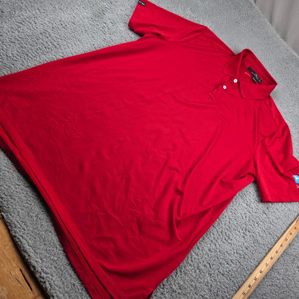 RLX Ralph Lauren Mens XL Red Performance Polo Shirt Medicor Cup Golf Short Sleev